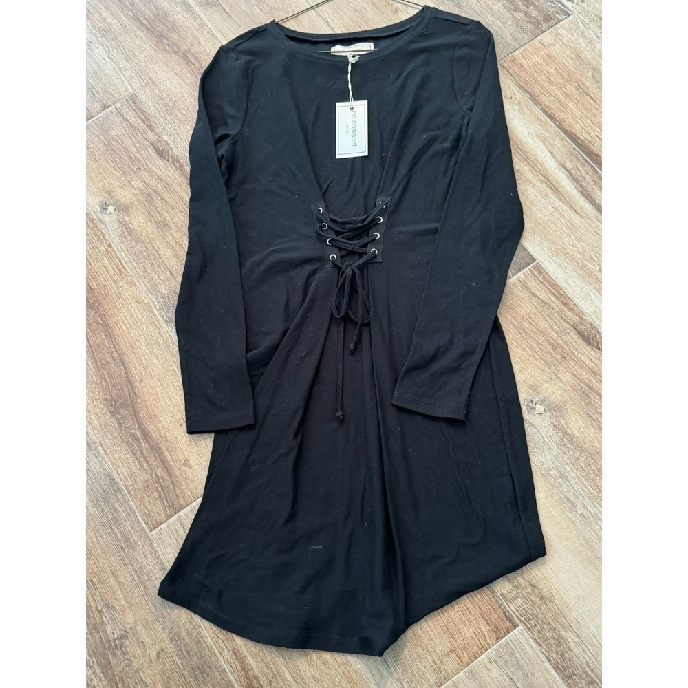 No Comment Women's Long Sleeve T-Shirt Dress Black Size M New